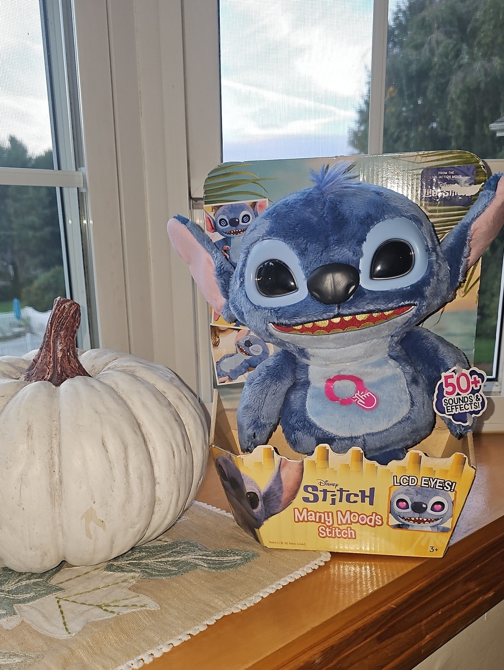 Disney Stitch Many Moods Plush - Blue with Pink Ear Accents